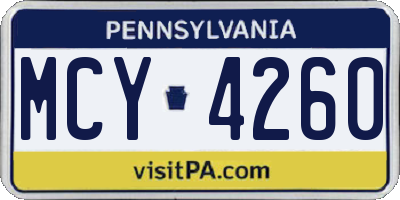 PA license plate MCY4260