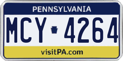 PA license plate MCY4264