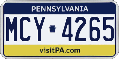 PA license plate MCY4265