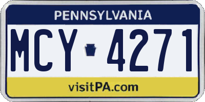 PA license plate MCY4271