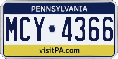 PA license plate MCY4366
