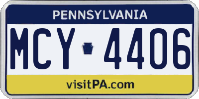 PA license plate MCY4406