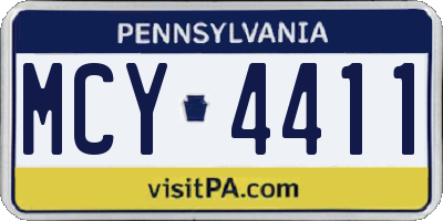 PA license plate MCY4411