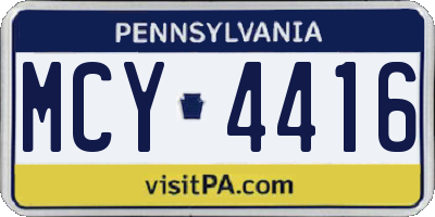 PA license plate MCY4416