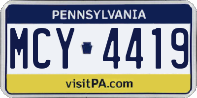 PA license plate MCY4419