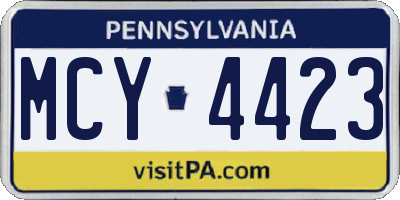 PA license plate MCY4423