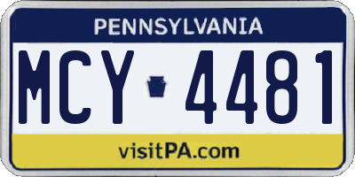 PA license plate MCY4481