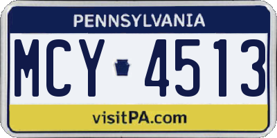 PA license plate MCY4513