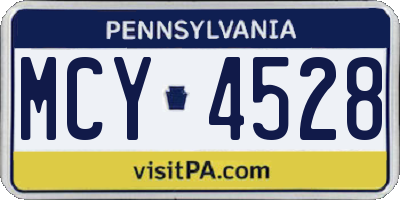 PA license plate MCY4528