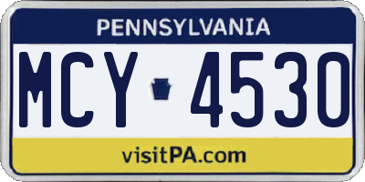 PA license plate MCY4530
