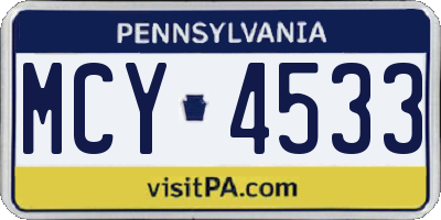 PA license plate MCY4533