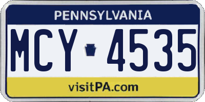 PA license plate MCY4535