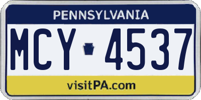PA license plate MCY4537