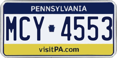 PA license plate MCY4553