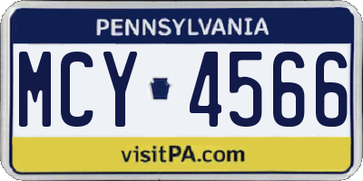 PA license plate MCY4566