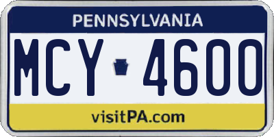 PA license plate MCY4600