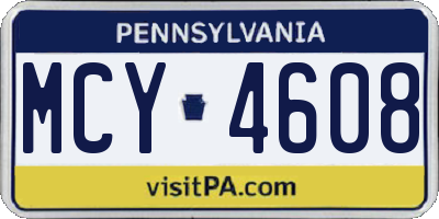 PA license plate MCY4608