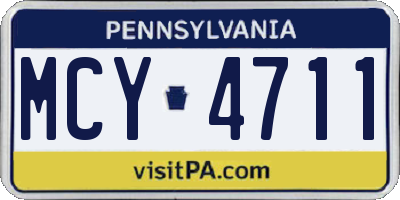 PA license plate MCY4711