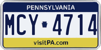 PA license plate MCY4714
