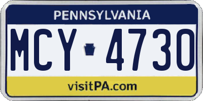PA license plate MCY4730