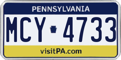 PA license plate MCY4733