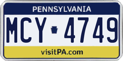 PA license plate MCY4749