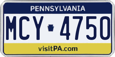 PA license plate MCY4750