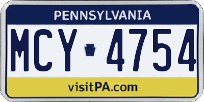 PA license plate MCY4754