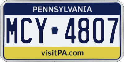 PA license plate MCY4807