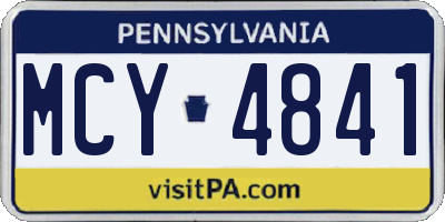PA license plate MCY4841