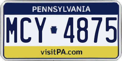 PA license plate MCY4875