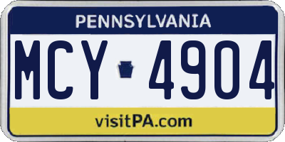 PA license plate MCY4904