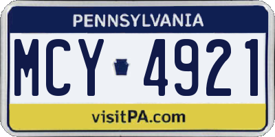 PA license plate MCY4921