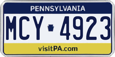 PA license plate MCY4923
