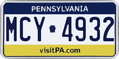PA license plate MCY4932