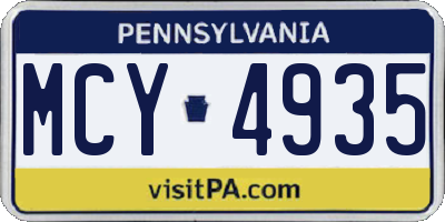 PA license plate MCY4935