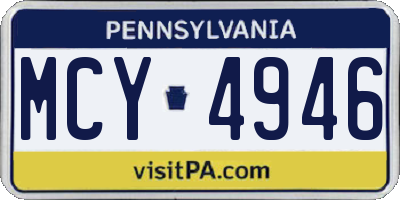 PA license plate MCY4946