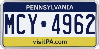 PA license plate MCY4962