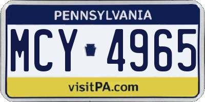 PA license plate MCY4965