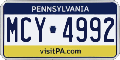 PA license plate MCY4992