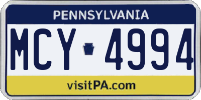 PA license plate MCY4994