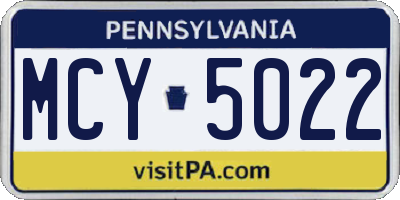 PA license plate MCY5022