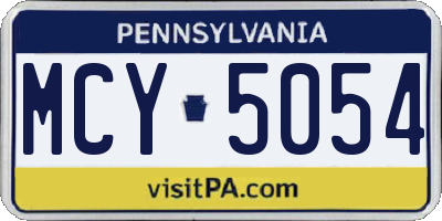 PA license plate MCY5054