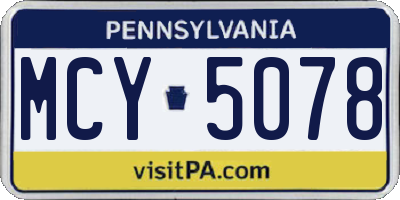 PA license plate MCY5078