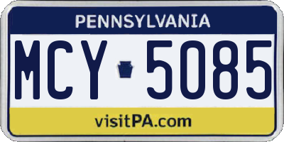 PA license plate MCY5085