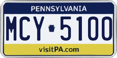 PA license plate MCY5100
