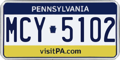 PA license plate MCY5102