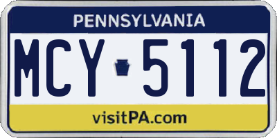 PA license plate MCY5112