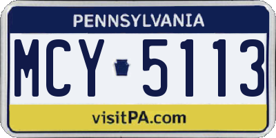 PA license plate MCY5113