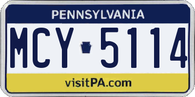 PA license plate MCY5114